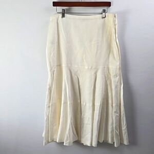Ann Taylor Women's Cream Lined Flare Linen A-Line Skirt Career Sz 14